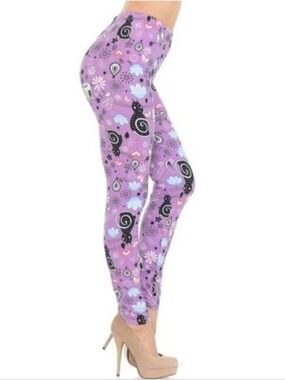 LEGGINGS DEPOT Purple Cat Animal Print Full length Leggings Size 12 NWT